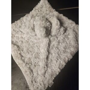 Bubbles Elephant Security Blanket Lovey Gray Rosebud Faux Fur Satin Back RN14333